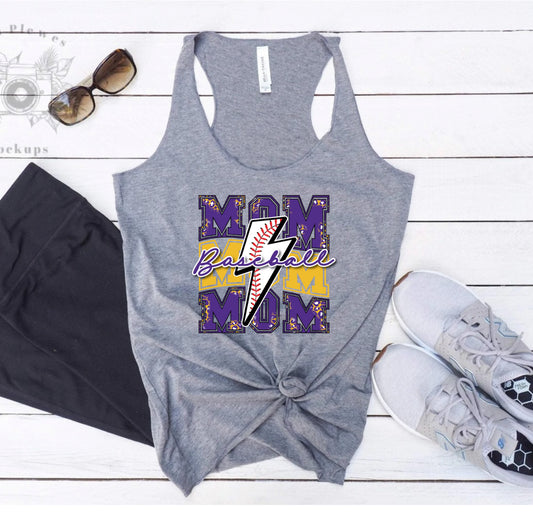 Purple & Gold Baseball Mom