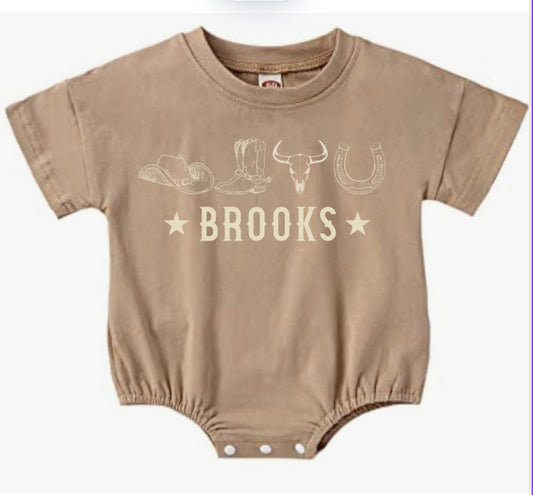 First Name Baby Cowboy Bubble Romper Personalized