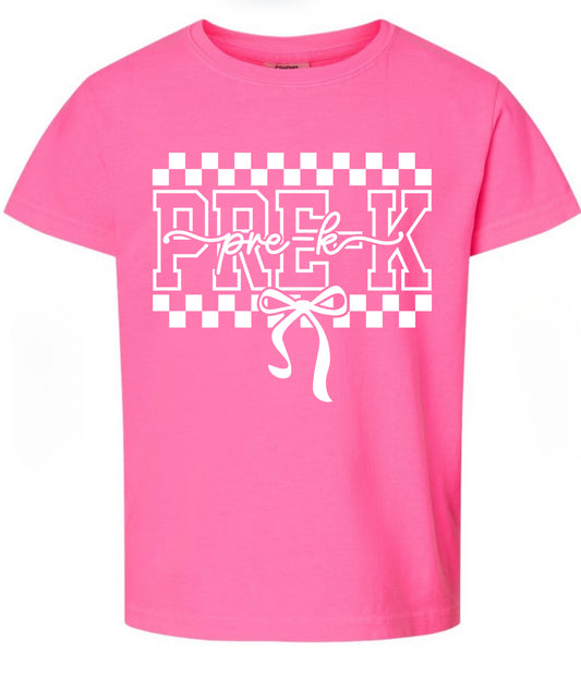 Checkered Bow Pink Grades