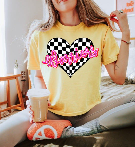 Warriors Bright Checkered Heart