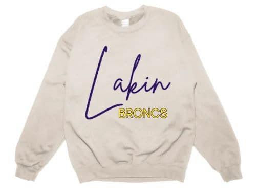 Lakin Broncs Cursive Comfort Color Sweatshirt
