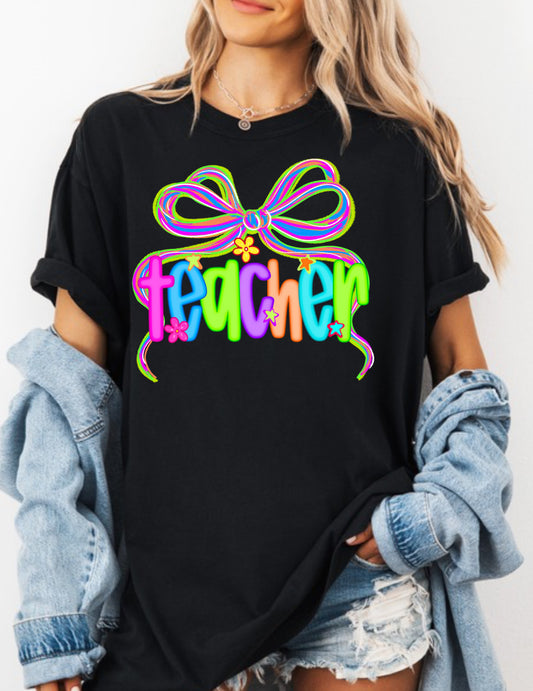 Teacher Neon Bow