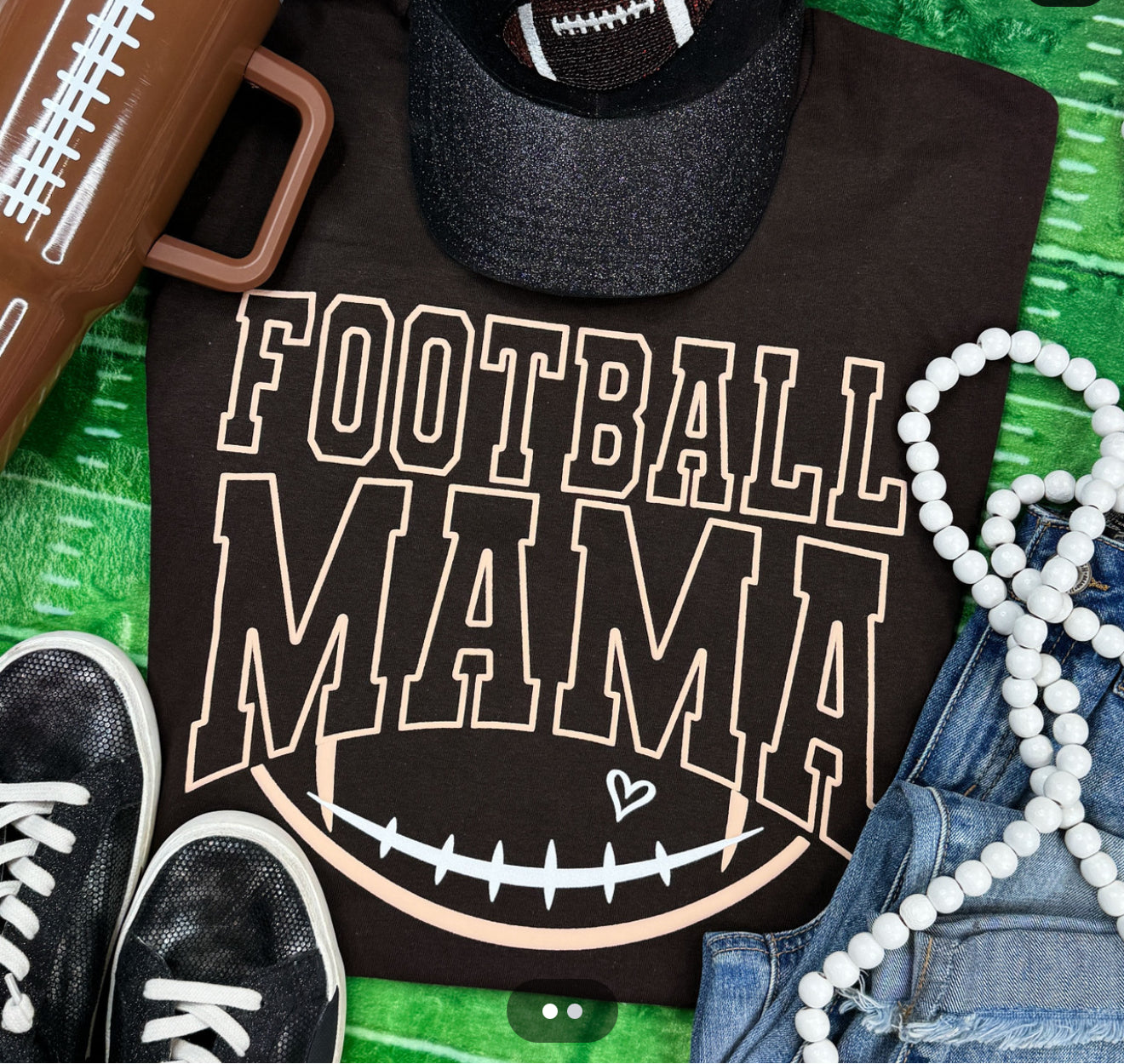 Football Mama Tan Puff Print