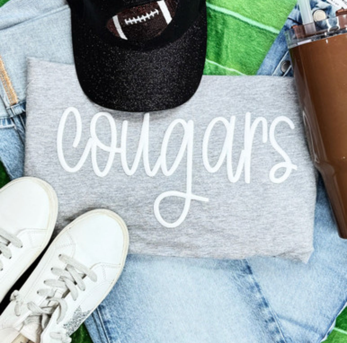 Cougars White Puff Print