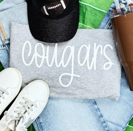 Cougars White Puff Print