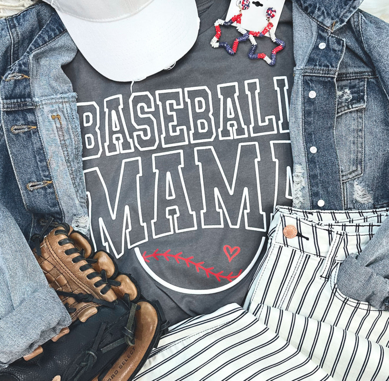 Baseball Mama White Puff Print