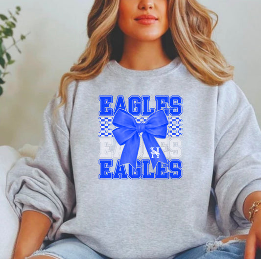 Eagles Blue Checkered Bow