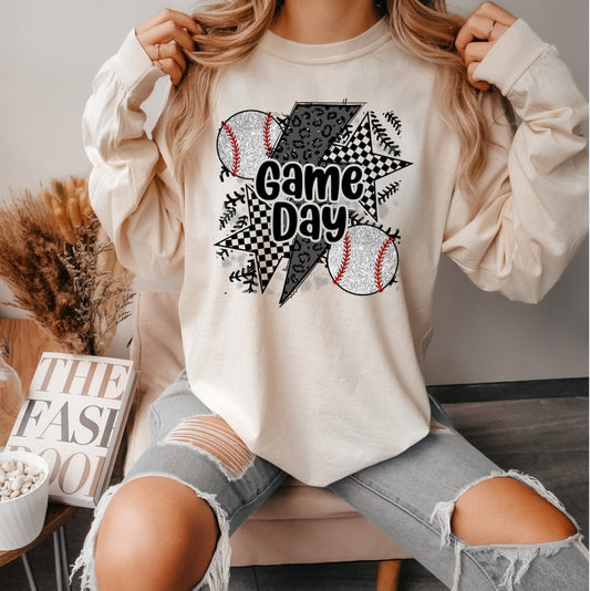 Game Day Baseball Leopard Lightning