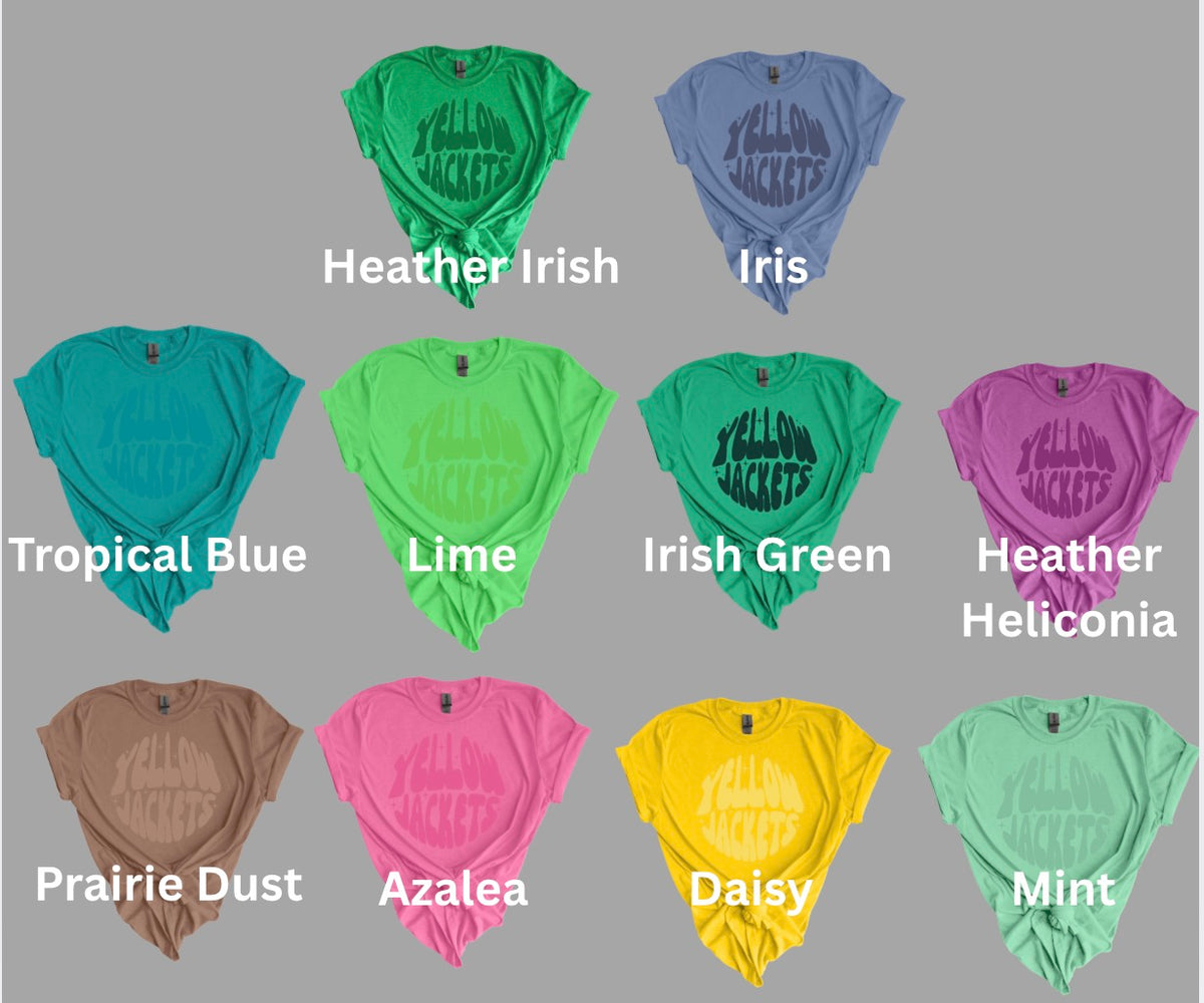 Yellow Jackets Puff Print KUE 2 - Color mock-ups are pictured on Gildan colors