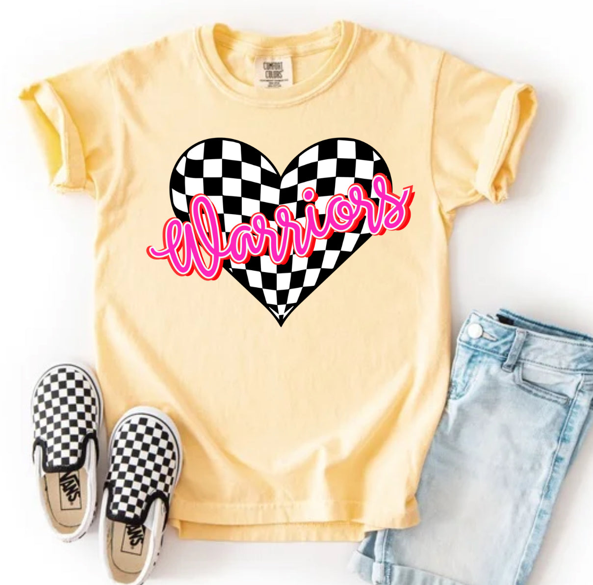 Warriors Bright Checkered Heart