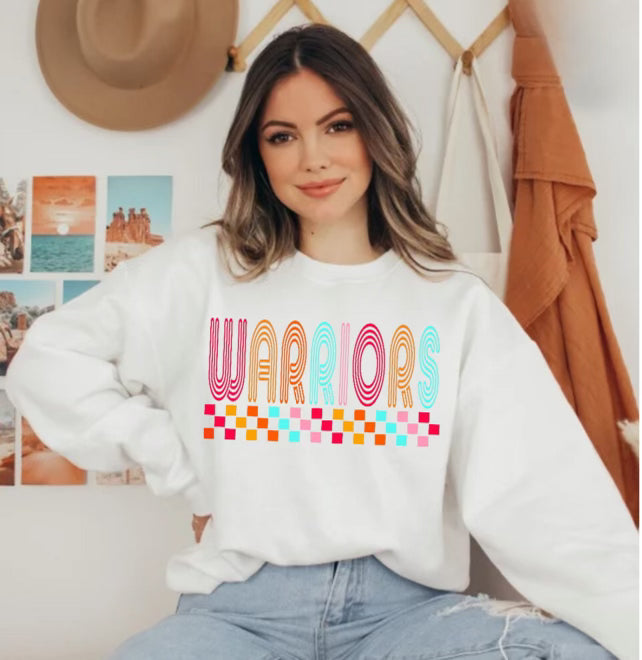 Warriors Checkered Sweatshirt Bella Oversized