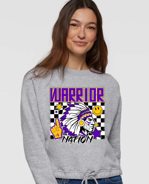 Warrior Nation Checkered Boxy Fleece Crop