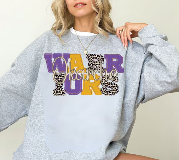 Okarche Warriors Leopard Bella Oversized Sweatshirt