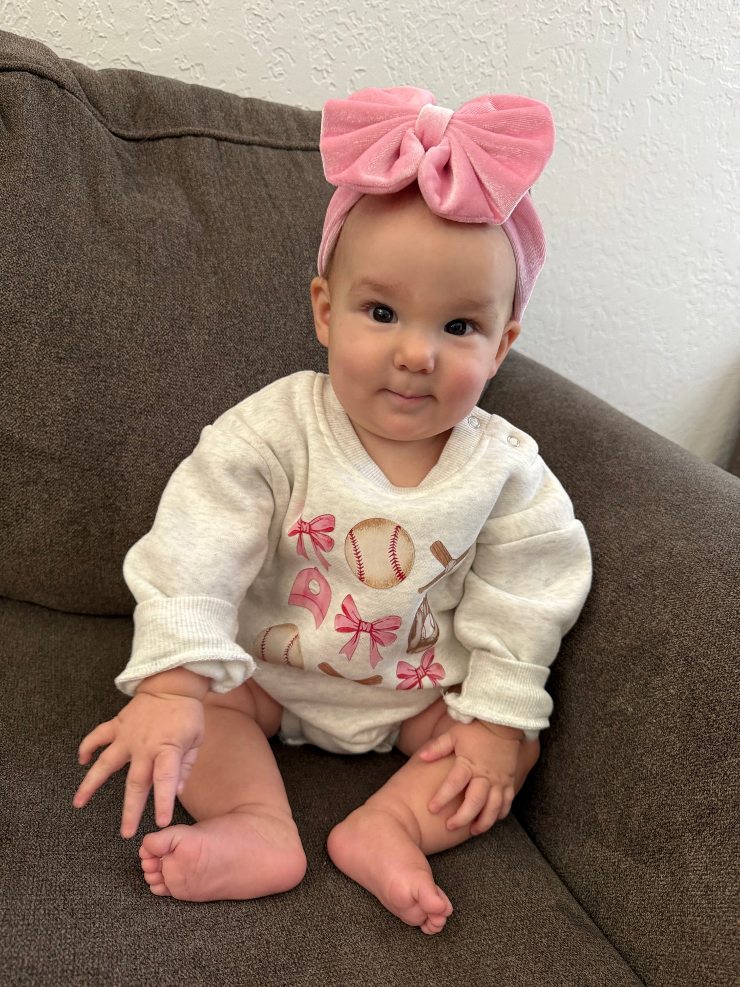 Baseball Bows Sweatshirt Onsie
