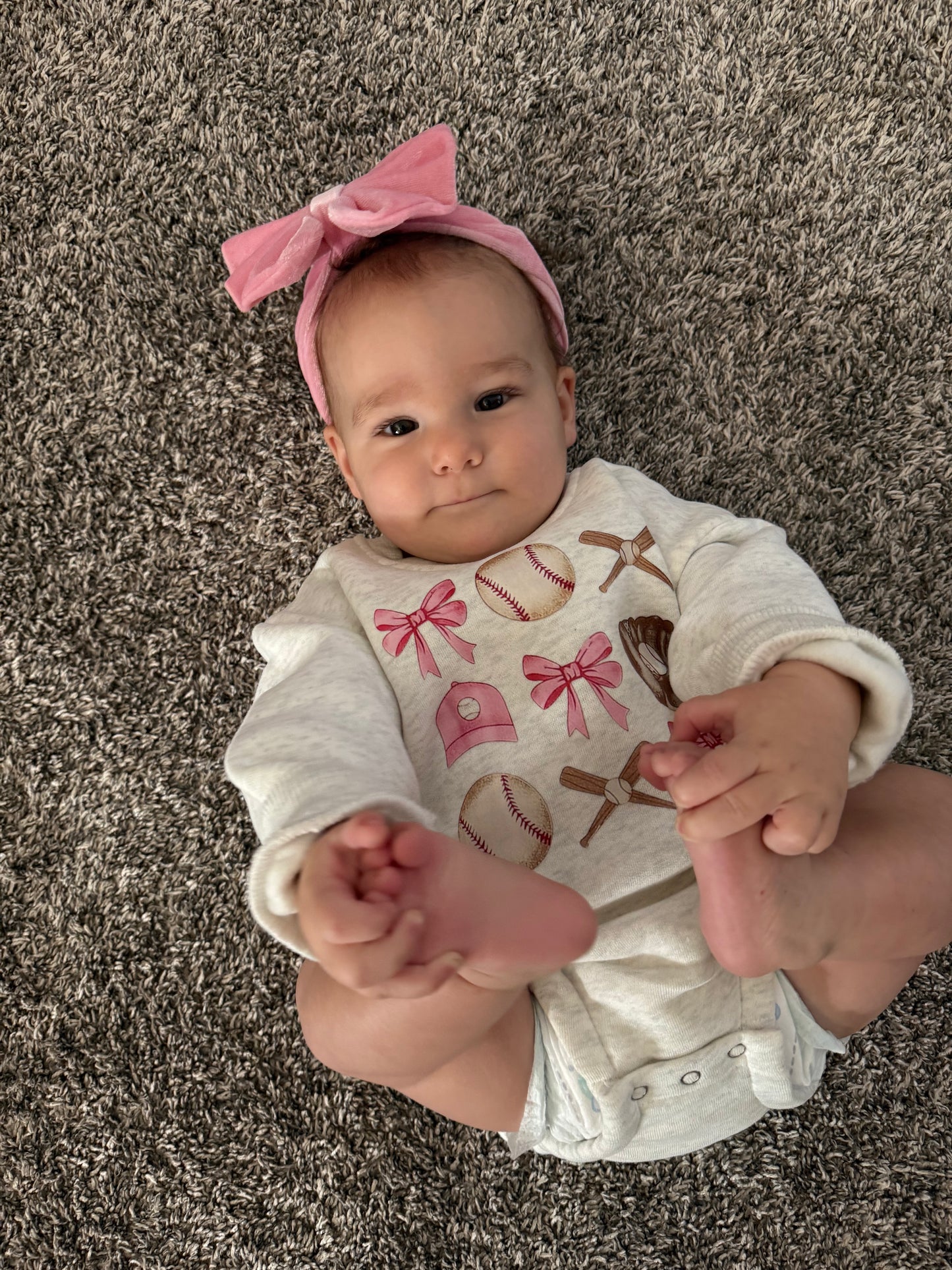 Baseball Bows Sweatshirt Onsie