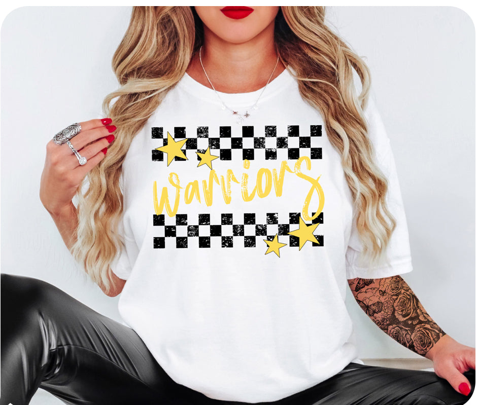 Warriors script checkered